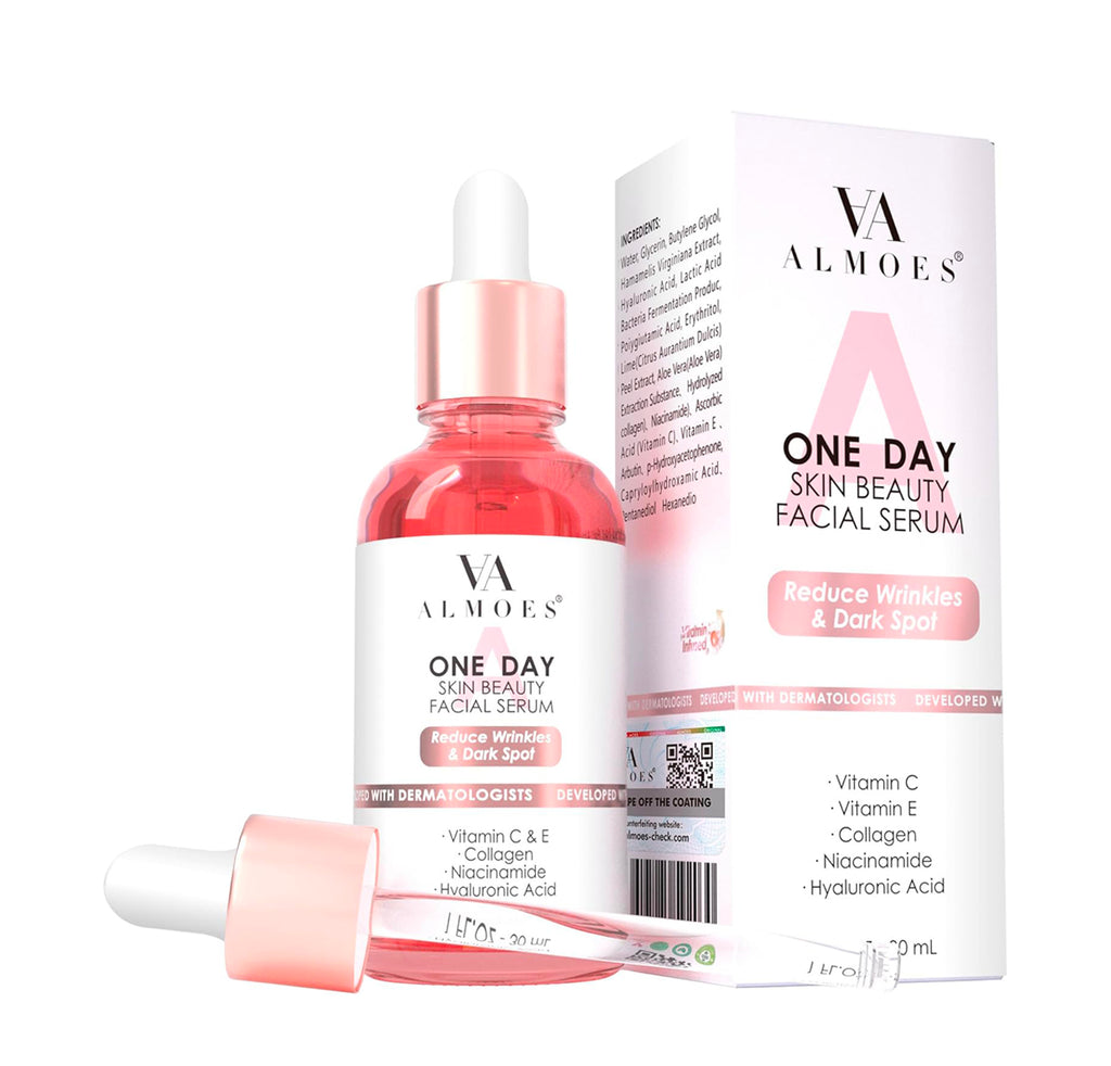 Almoes Serum, One A Day Skin Beauty Facial Serum, 20% Vitamin C, Alpha Arbutin, Polyglutamic Acid, 1 FL.OZ-30mL