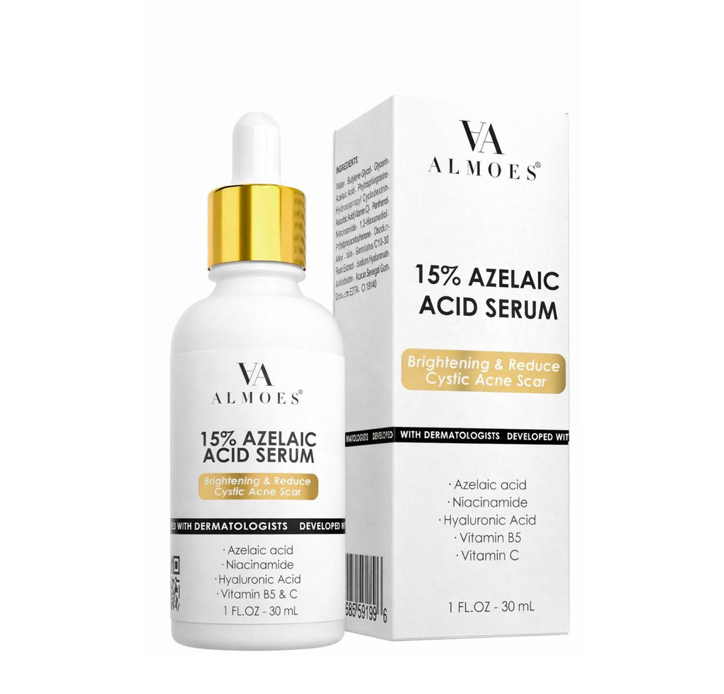 Almoes Serum,ACID 15% Azelaic Skin Serum,BRIGHTENING,NICINAMDE,VIT B3,B5, 1 FL.OZ-30mL