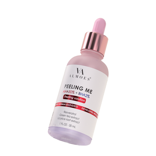 Almoes Serum, AHA 50%  BHB 2%,Peeling Me, Licorice Root, Resveratrol, 1 FL.OZ-30mL