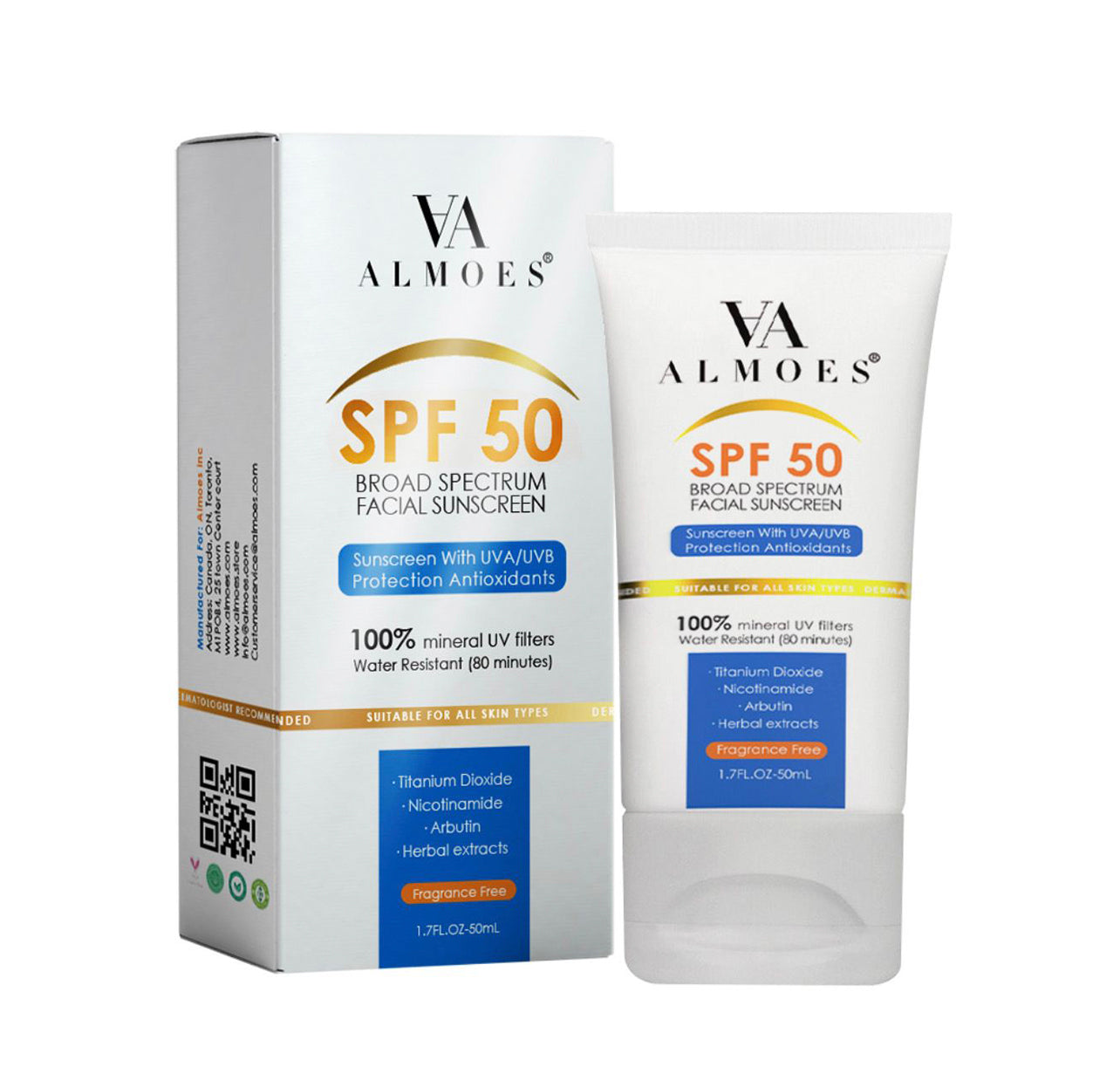Almoes SPF 50+ Clear Broad-Spectrum, Faciaj Sunscreen 50ML