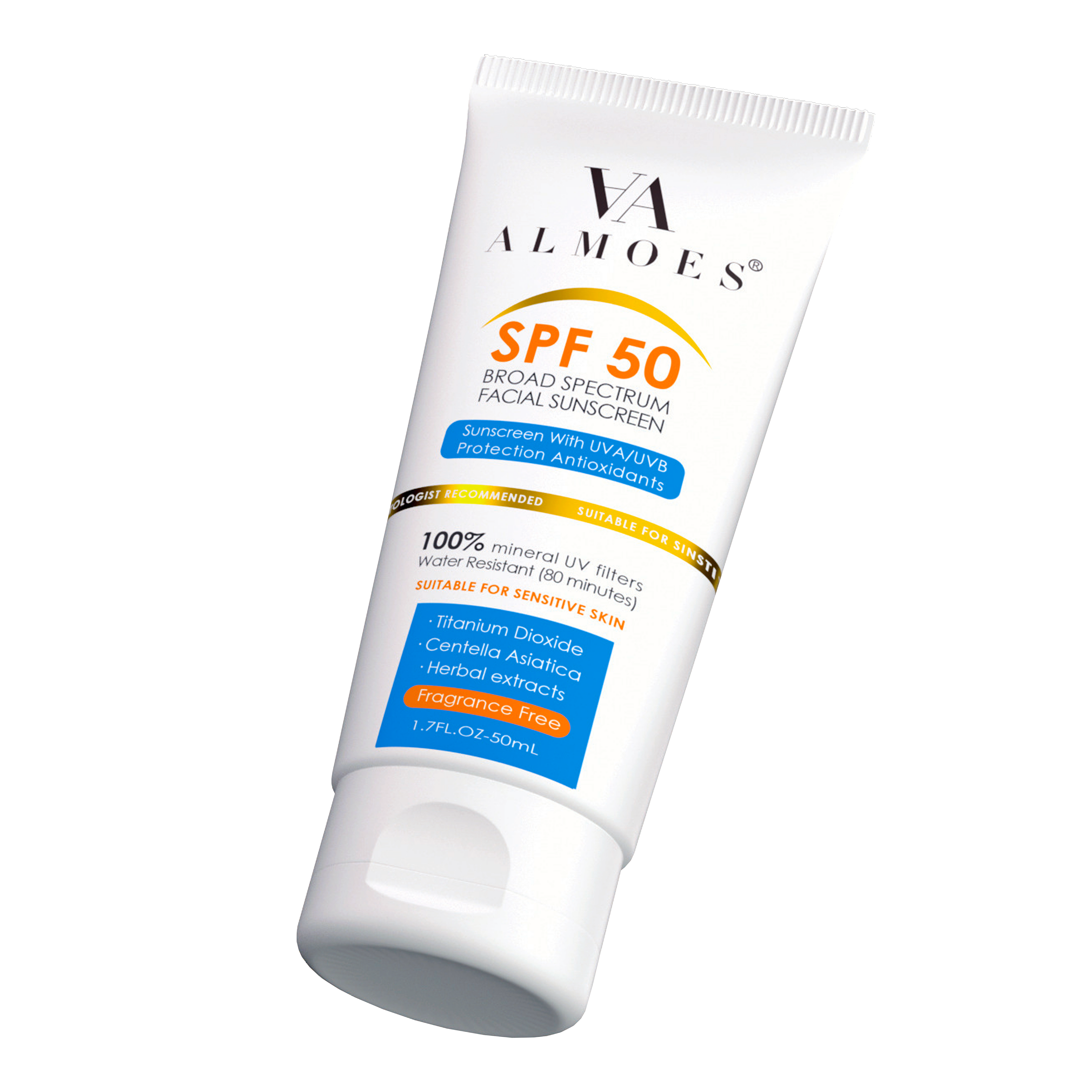 Almoes SPF 50+ Clear Broad-Spectrum UV, Sensitive Skin Sunscreen, 50 ml