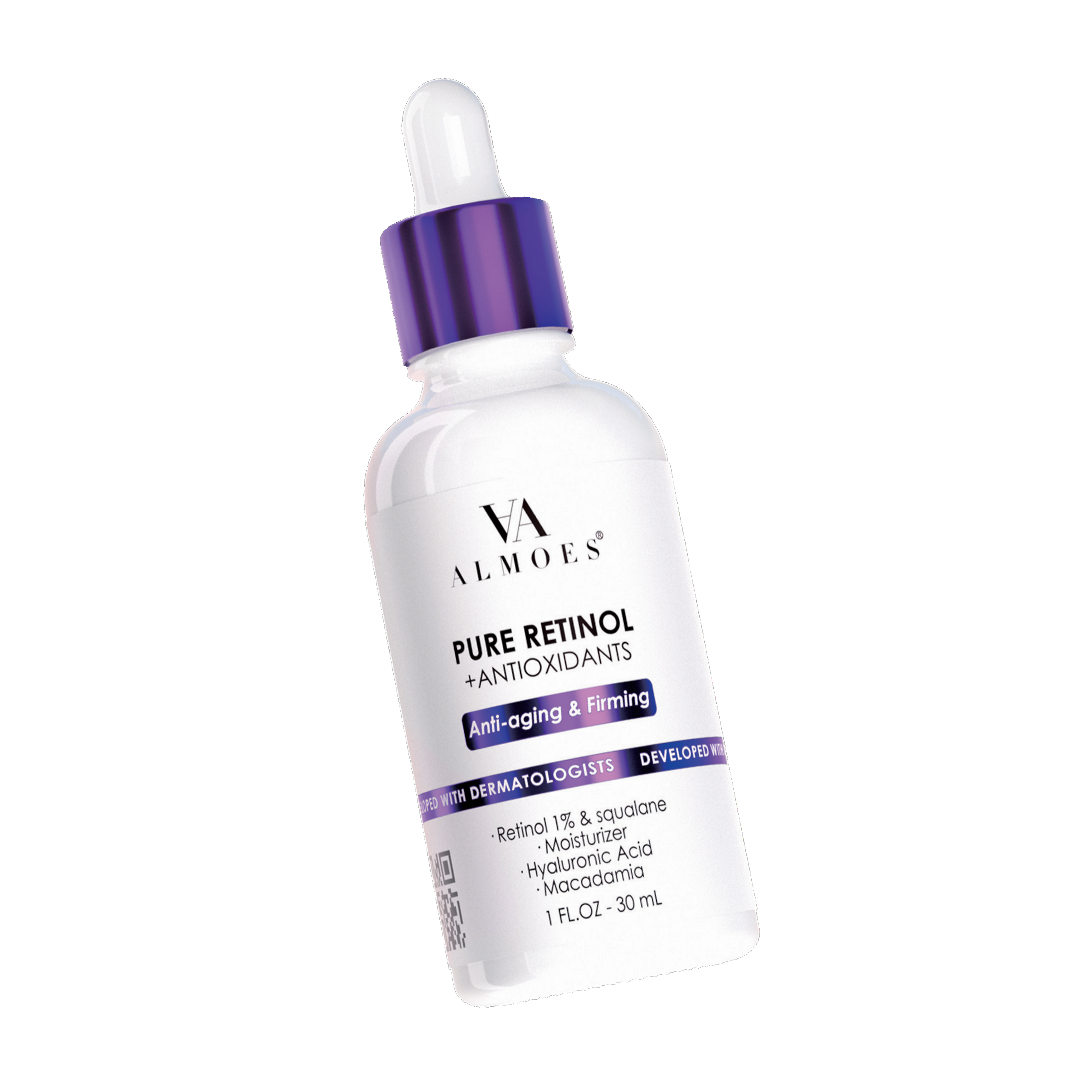 Almoes Serum, Pure Retinol + ANTIOXIDANTS, SQUALANE, MOISTURIZER, MACADAMIA, 1 FL.OZ-30mL