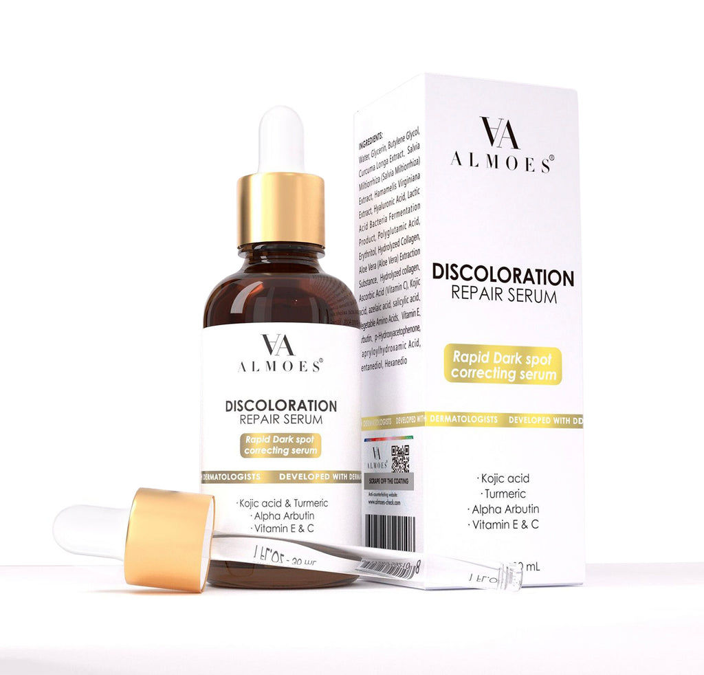 Almoes Serum, Discoloration Repair Serum ,ORGANIC Kojic Acid Serum with Vitamin C & Turmeric, 1 FL.OZ-30mL